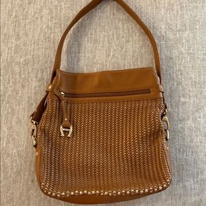 Etienne Aigner Tan Woven Shoulder Bag